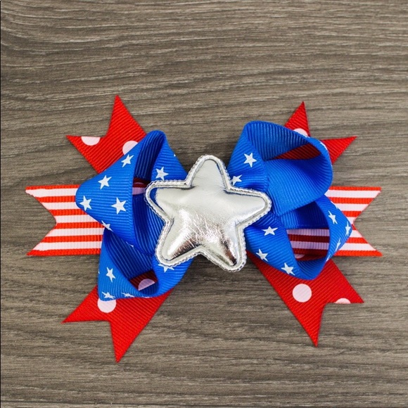SILVER STAR 4TH OF JULY TWIST BOW - Picture 4 of 10